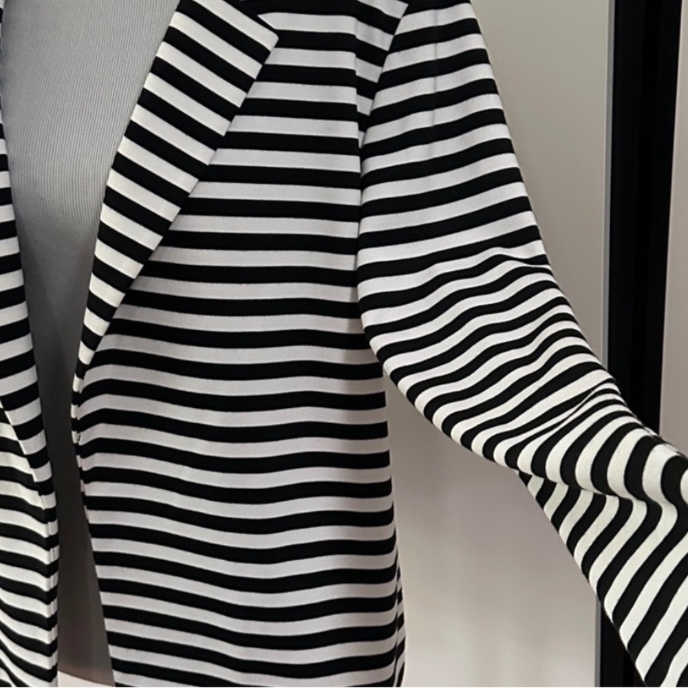 Chico’s Jacket - Black & White Striped Open-Front Jacket - Picture 7 of 11